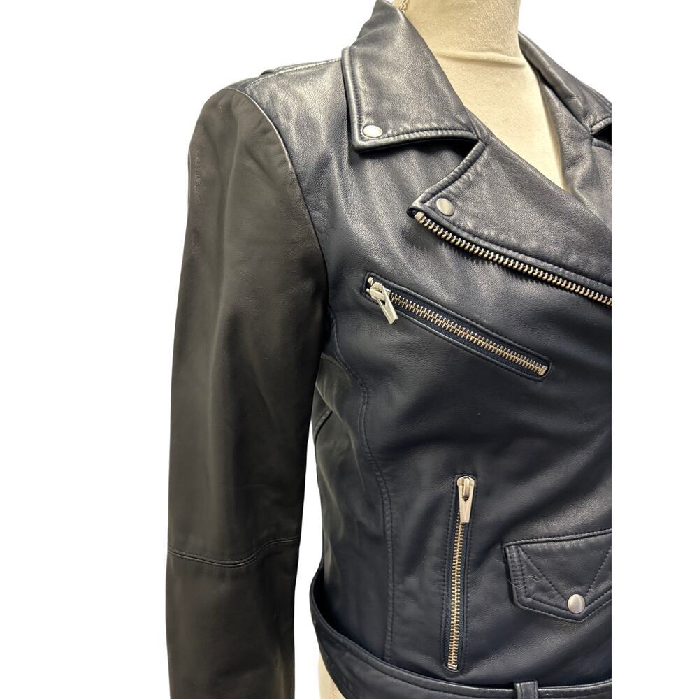 Veda Jayne Lambskin Snake-Print Moto Jacket Size S - Picture 7 of 10